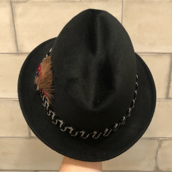 Bonar Phelps black men’s dress hat fedora 10x short brim gray feather elk red - Picture 9 of 14